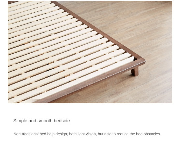 Oak Solid Wood Modern Platform Bed - Headboard Free, Minimalist Bed Frame for Bedroom, Guest Room & Studio Apartment | Durable & Stylish Design
