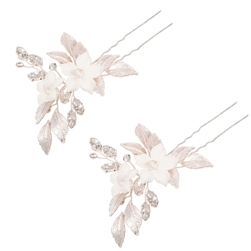 Elegant Blush Pink Bridal Hair Pins with Sparkling Crystals - Wedding Hair Accessories for Brides, Bridesmaids & Prom - Perfect for Updos, Half-Up Styles & Veil Attachments