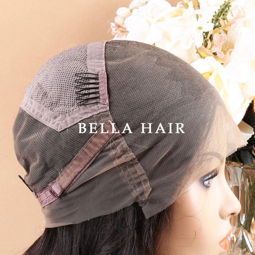 Bella Hair 150% Density Straight Full Lace Human Hair Wig - Pre Plucked Natural Hairline & Bleached Knots - Remy Virgin Hair Lace Front Wig with Baby Hair for Black Women (22 Inches) - Perfect for Daily Wear, Parties, Weddings & Special Occasions