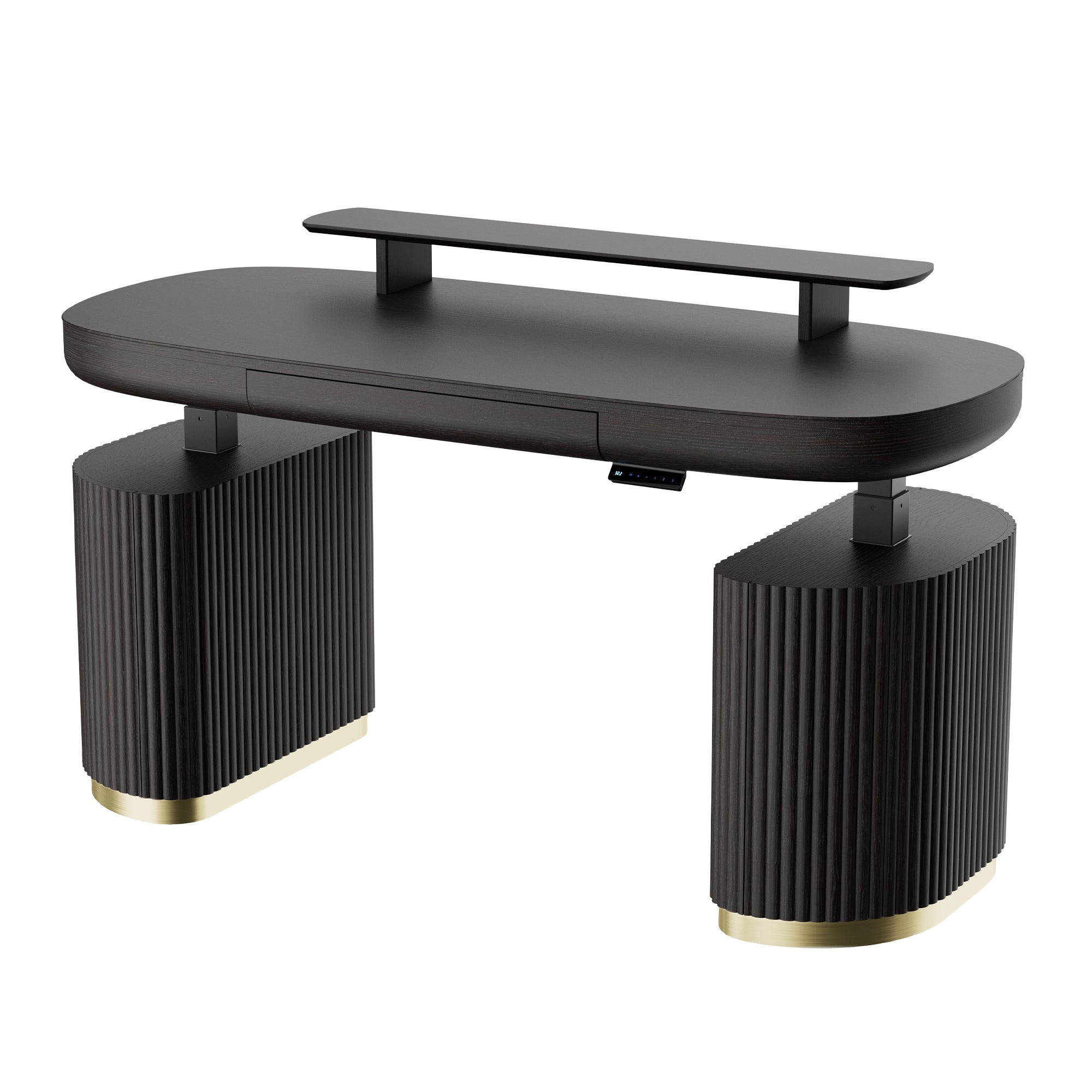 Premium Opal Oval Executive Standing Desk with Storage - 66