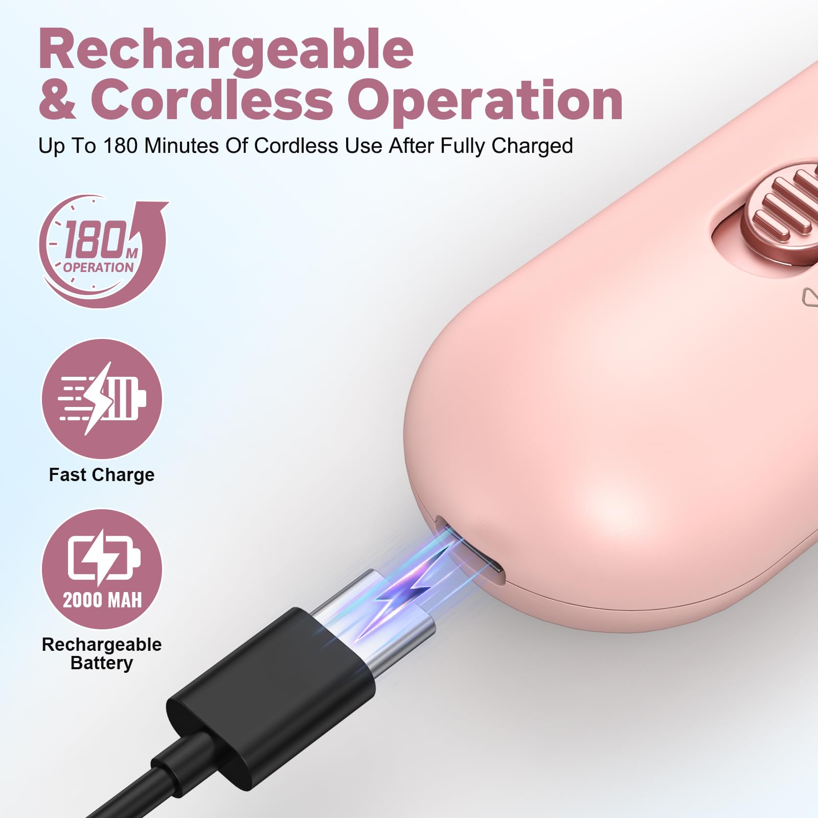 AOMEES Rechargeable Electric Nail File Set - Professional Manicure & Pedicure Kit with 5 Speed Settings, 100Pcs Nail Drill Bits & Sanding Bands - Perfect for At-Home Nail Care, Salon Professionals & DIY Beauty (Pink)