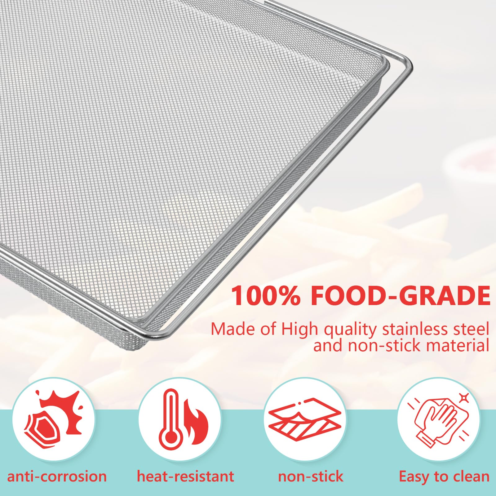 Ninja Foodi Air Fryer Basket Replacement - Stainless Steel Baking Tray for SP201, SP300, SP301, SP351, SP351Q, FT301 Series - 12''L x 13.5''W - Perfect for Crispy Fries, Chicken Wings & Healthy Cooking in Dual Heat Air-Fryer Oven
