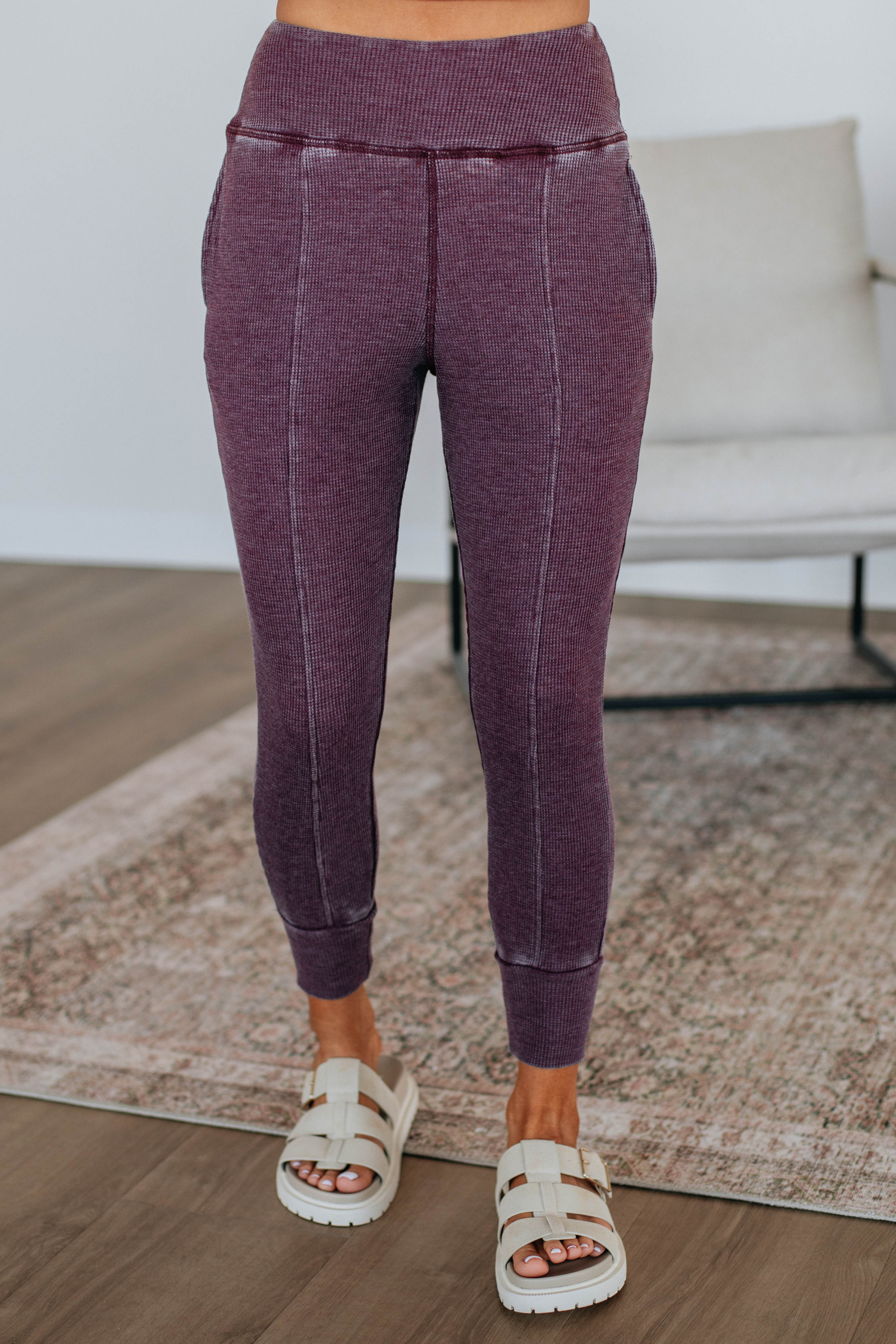 Go The Distance Joggers for Women - Soft High Waisted Running Pants in Plum Color - Perfect for Gym, Yoga, and Casual Wear