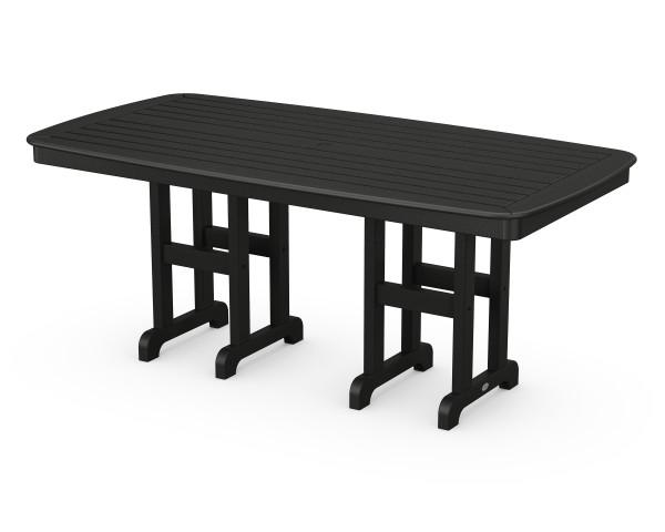 Polywood Black Nautical 37 x 72 Inch Outdoor Dining Table - Weather-Resistant & Durable for Patio, Garden, Poolside, and Backyard Entertaining
