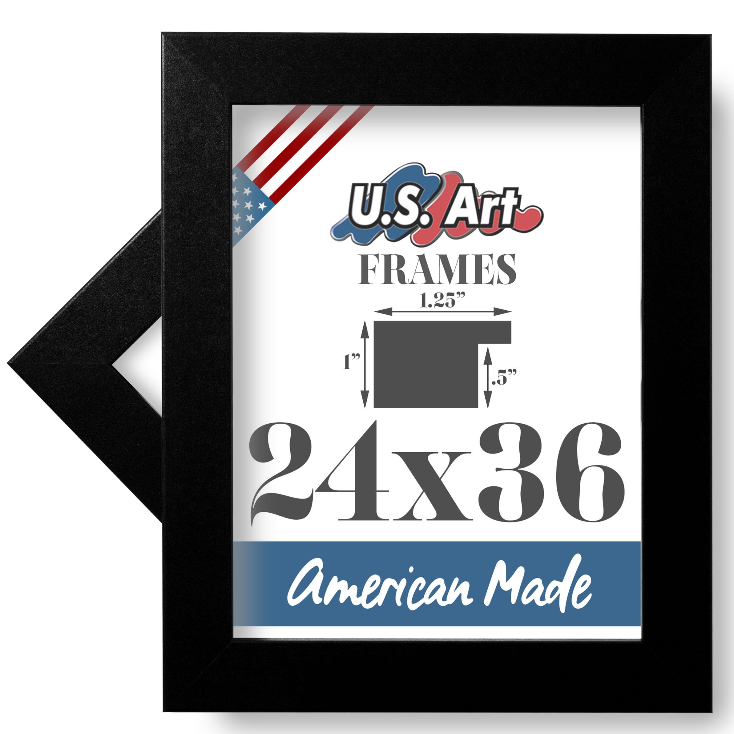 24x36 Inch Black Picture Frame Set of 4 - 1.25 Inch Wide Modern Gallery Frame for Wall Art, Photos & Posters - Perfect for Living Room, Bedroom & Office Decor