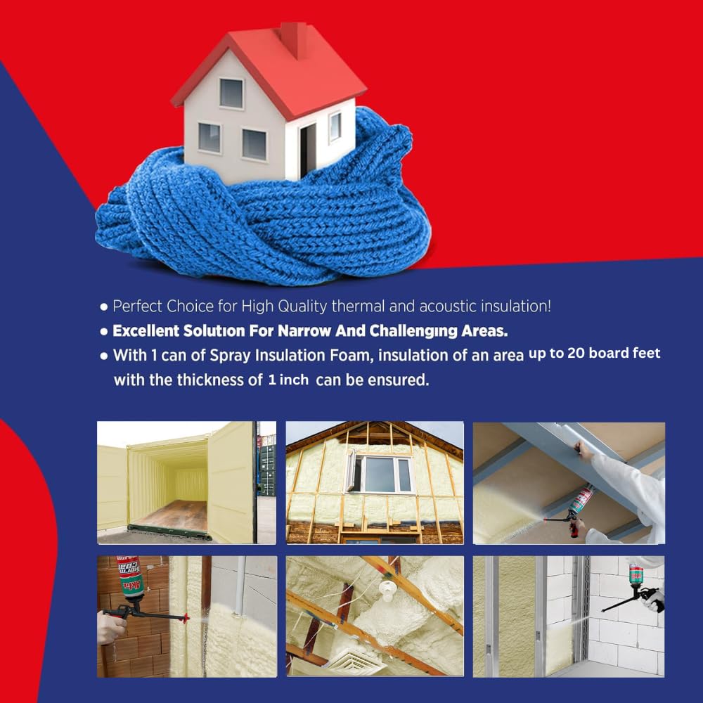 AKFIX Thermcoat Spray Foam Insulation Kit (240 Board Feet) - Professional Polyurethane Expanding Foam for Walls, Attics & Crawl Spaces | Closed Cell Spray Foam Insulation | 12 Pack | Ideal for Home Insulation, Soundproofing & Air Sealing Projects