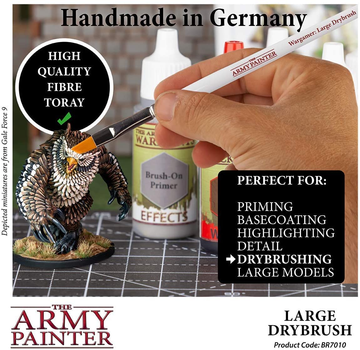 Army Painter Wargamer: 3-Piece Large Drybrush Set for Miniature Painting - Synthetic Toray Hair Model Brushes | Perfect for Warhammer, D&D & Tabletop Gaming Miniatures