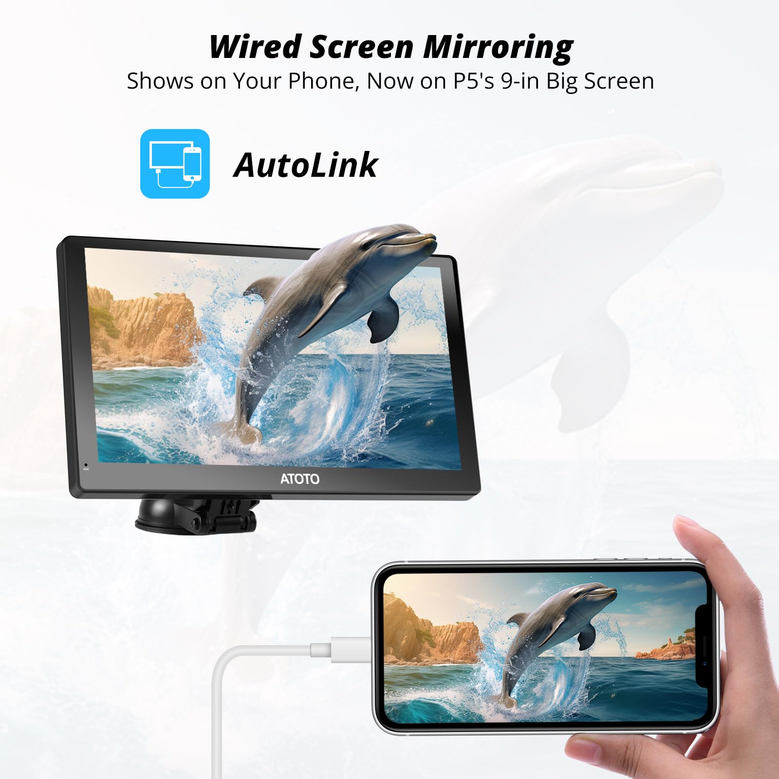 ATOTO P5 9 Inch Wireless CarPlay Android Auto Car Stereo with QLED Touchscreen | GPS Navigation | Bluetooth 5.0 | MirrorLink | Voice Assistant | for Road Trips & Daily Commuting