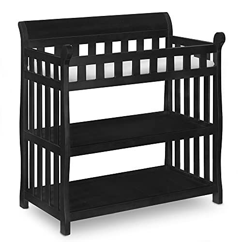 Delta Children Eclipse Changing Table with Changing Pad - Sturdy Baby Dresser for Nursery, Black | Perfect for Diaper Changes & Baby Care Essentials Storage
