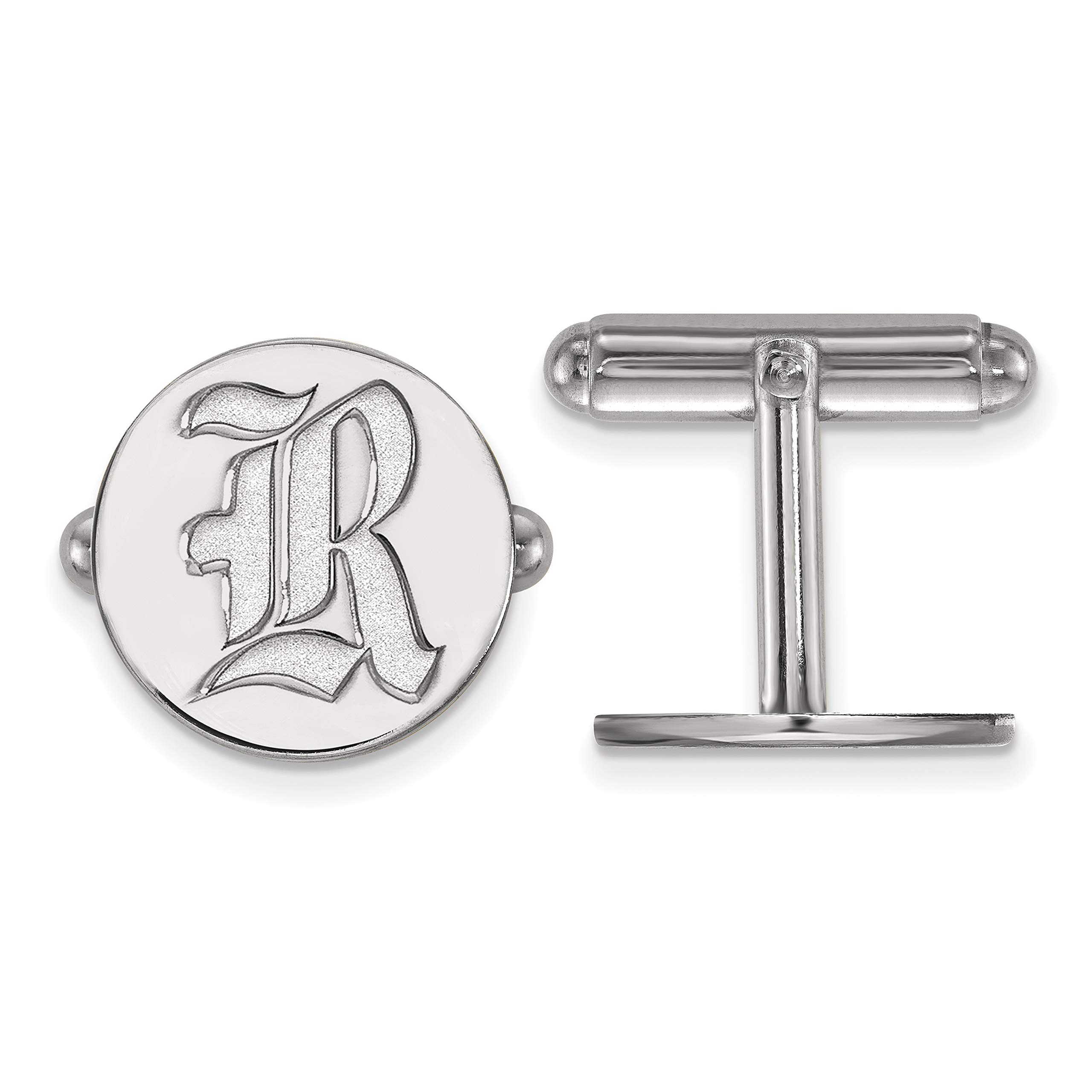 Rice University Owls Sterling Silver Letter Cufflinks Set - 15x15mm Graduation Gift for Alumni & Students (Perfect for Weddings, Formal Events & School Spirit Accessories)