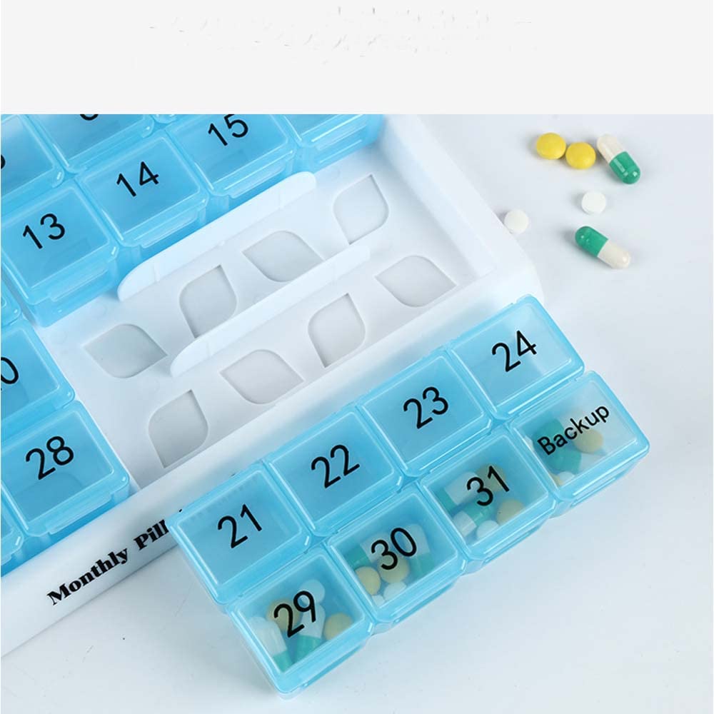 31-Day Portable Pill Organizer - Dust-Proof Monthly Medicine Box with Removable Compartments | Perfect for Travel, Home & Daily Medication Management