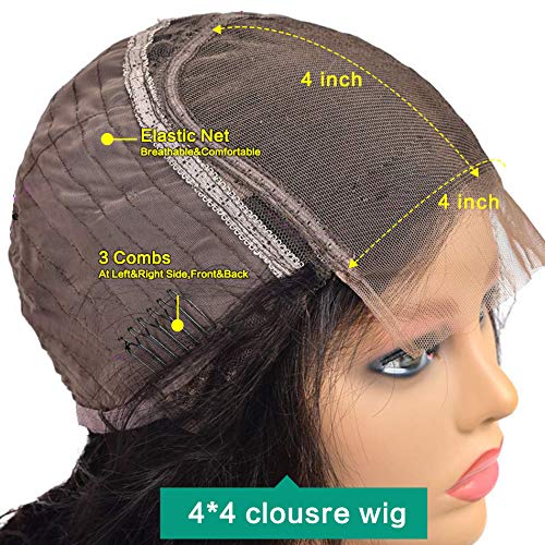 ALLRUN 4x4 Kinky Curly Human Hair Wig - Pre Plucked Glueless Lace Closure Wig 22 Inch 180% Density for Black Women | Wear & Go Natural Look for Daily Wear, Parties & Special Occasions