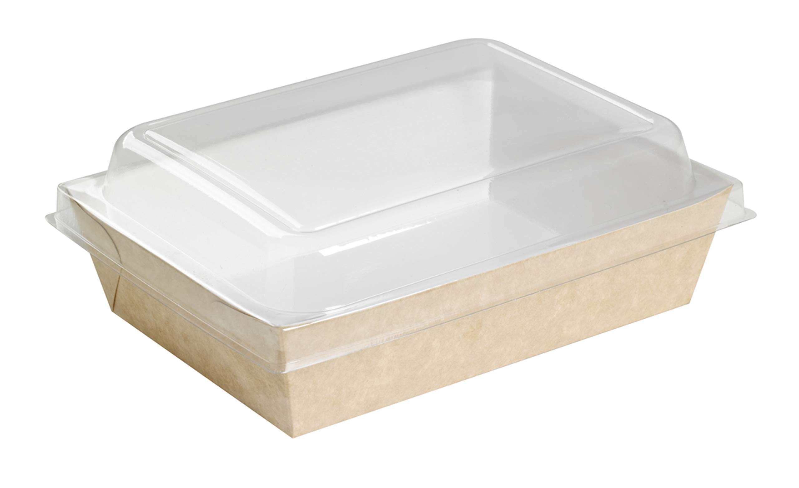 PacknWood 210-Panel 851 Brown Paper Salad Box with Clear Lids - Eco-Friendly Lunch Box for Sandwiches, Salads & Snacks (6.6