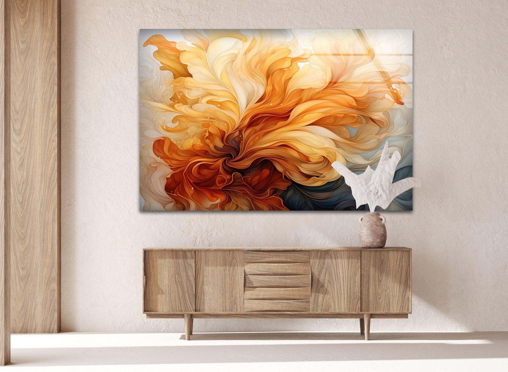 Abstract Love Glass Wall Art - Modern Home Decor for Living Room, Bedroom & Office - Handmade Glass Artwork for Gifts & Interior Design