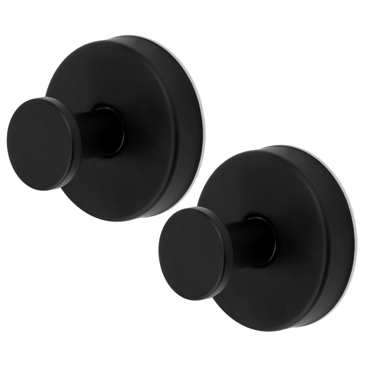 2-Pack Premium Stainless Steel Suction Cup Hooks - Heavy Duty Shower Hooks for Bathroom, Kitchen & Glass - Strong Adhesive Towel & Coat Hooks for Mirror, Tile & Smooth Surfaces (Black) - Perfect for Hanging Robes, Towels & Accessories in Showers & Bathrooms
