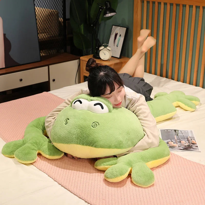 **60/80/100CM Giant Frog Plush Toy - Soft Stuffed Animal Pillow, Funny Frog Mat for Kids & Adults - Cute Home Decor, Gift for Birthday & Nursery (Perfect for Bedroom, Living Room, Playroom Decor)**