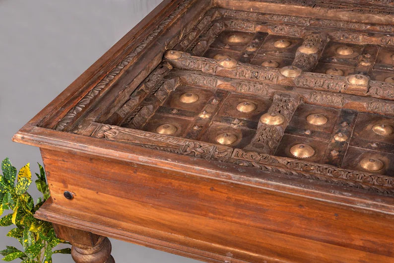 Hand-Carved Solid Wood Traditional Classic Center Table - Perfect for Living Room, Dining Room & Home Decor