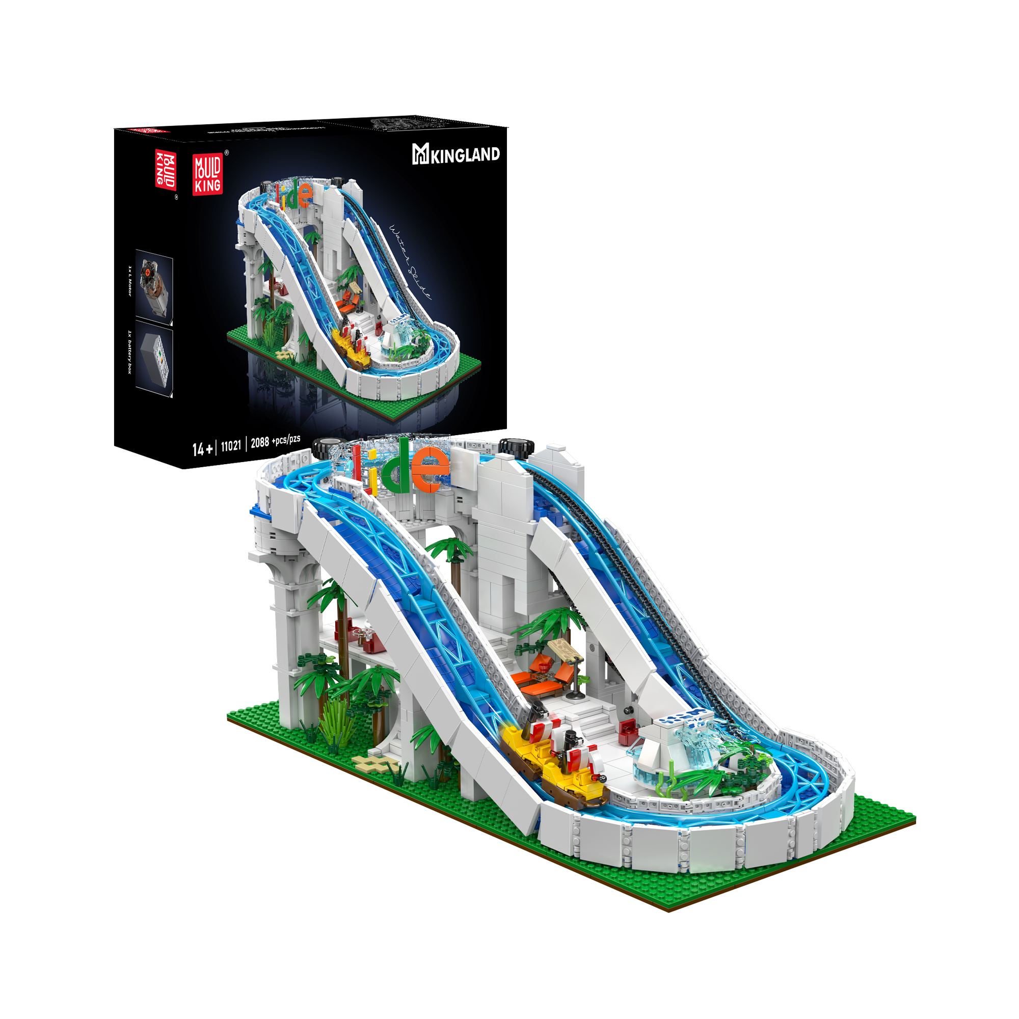 Mould King 11021 2088-Piece Electric Water Slide Building Blocks Set - STEM Educational Toy for Kids Ages 8+ | Perfect for Birthday Gifts & Creative Playtime