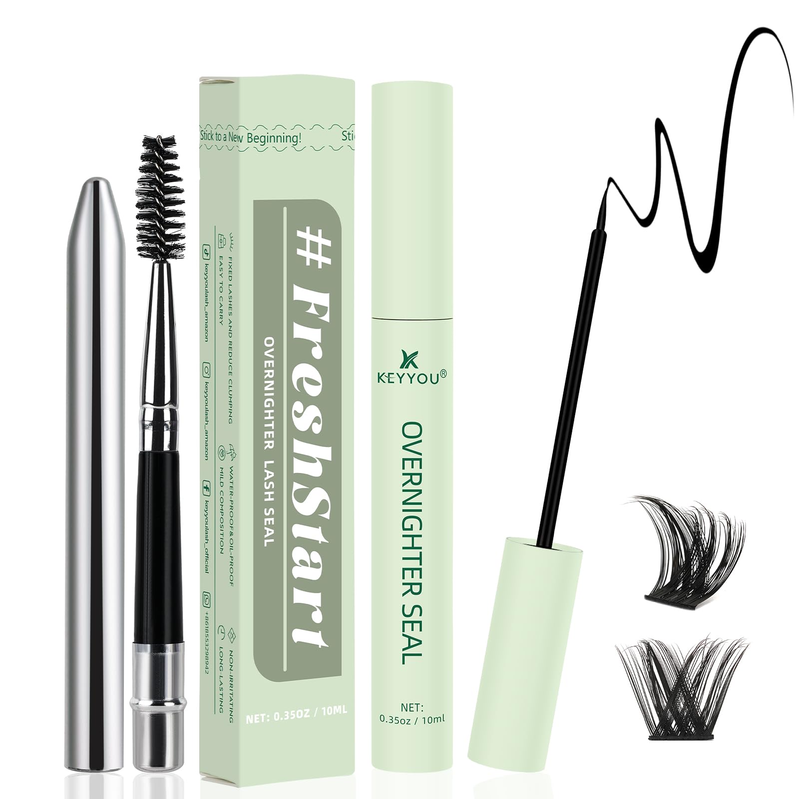 10ML Overnighter Lash Seal for Cluster Lashes - Waterproof Eyelash Extension Sealant Extends Wear Up to 14 Days - Long Lasting Black Lash Glue | Perfect for Weddings, Swimming & Special Occasions