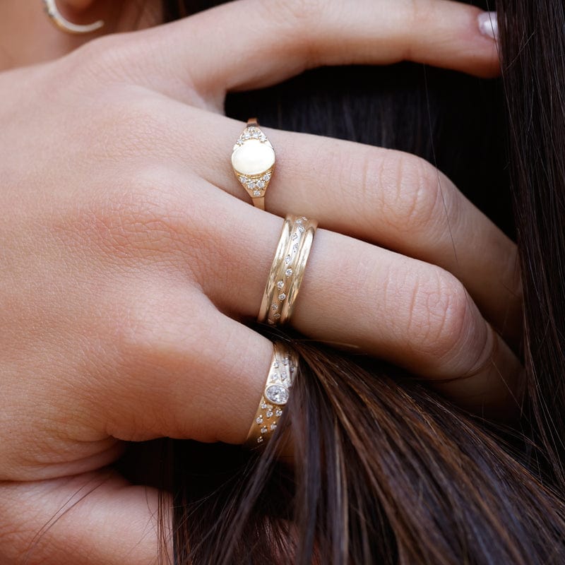 Stacked Starry Diamond Band Ring for Women - 14K Gold Plated Stackable Rings Set - Perfect for Anniversary, Wedding, and Everyday Elegance