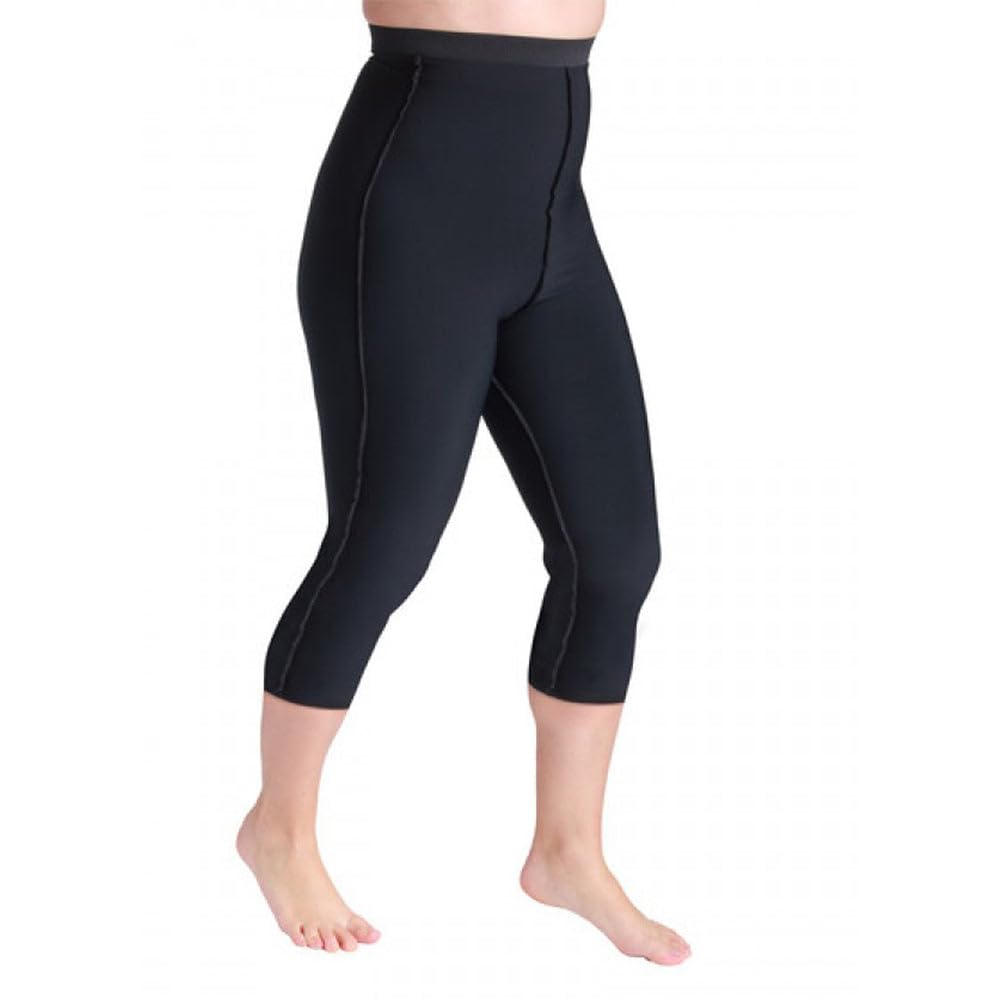 Sigvaris Lymphedema Compression Shorts Capri 10-15 mmHg - Black Large (Max 1303 CPM) - Medical Support for Swelling Relief, Post-Surgery Recovery & Daily Comfort
