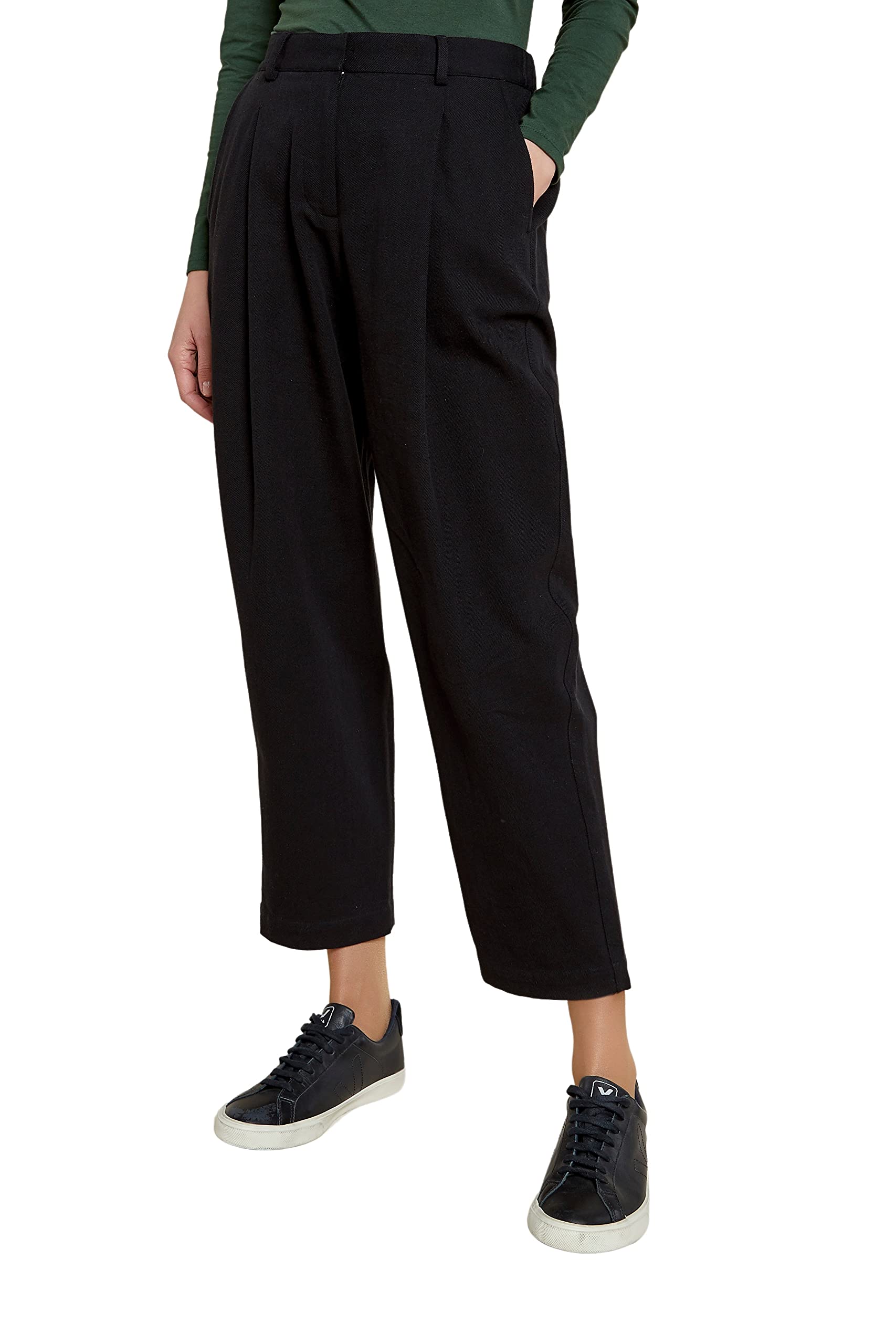 People Tree Women's Helka Tapered Casual Trousers - Comfortable Stretch Pants for Work, Office & Everyday Wear | Eco-Friendly Cotton Blend