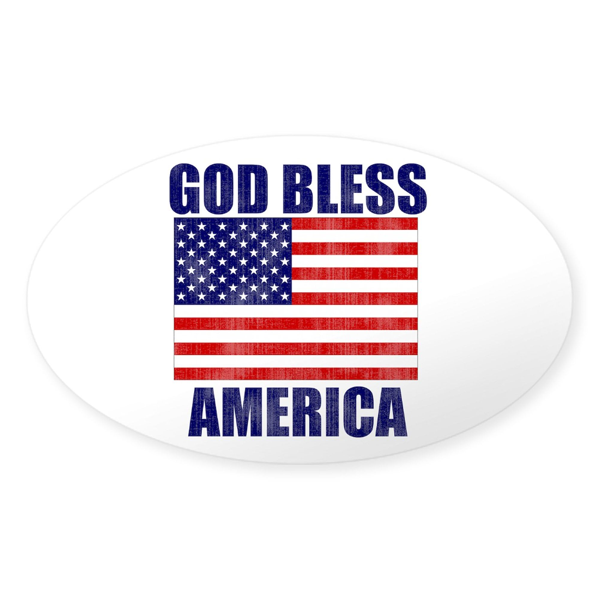 God Bless America Oval Car Bumper Sticker - Patriotic Decal for Cars, Laptops & Windows - Show Your American Pride