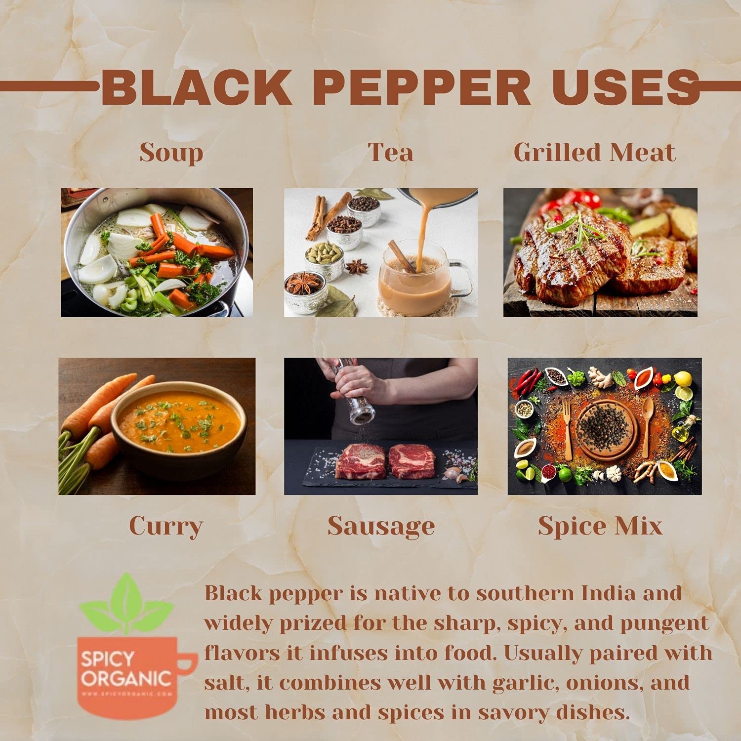Organic Black Peppercorns Whole 8 oz - Premium Ceylon Quality, Fresh & Spicy Peppercorns for Pepper Grinder Refill - USDA Certified Organic, Gluten-Free, Kosher - Perfect for Cooking, Seasoning & Gourmet Dishes