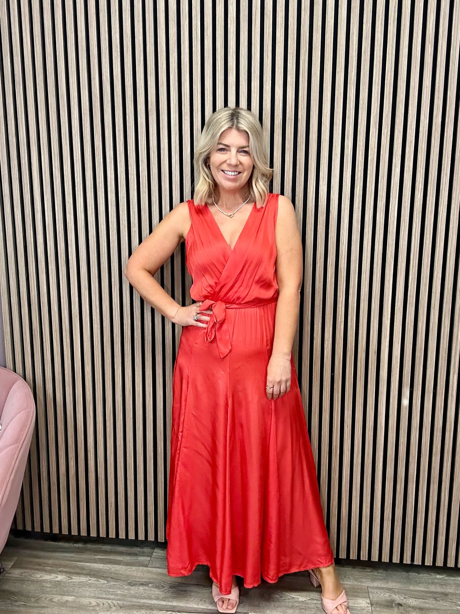 Iride Maxi Dress for Women - Flowy Long Summer Dress in Red - Perfect for Beach, Vacation, and Casual Outings