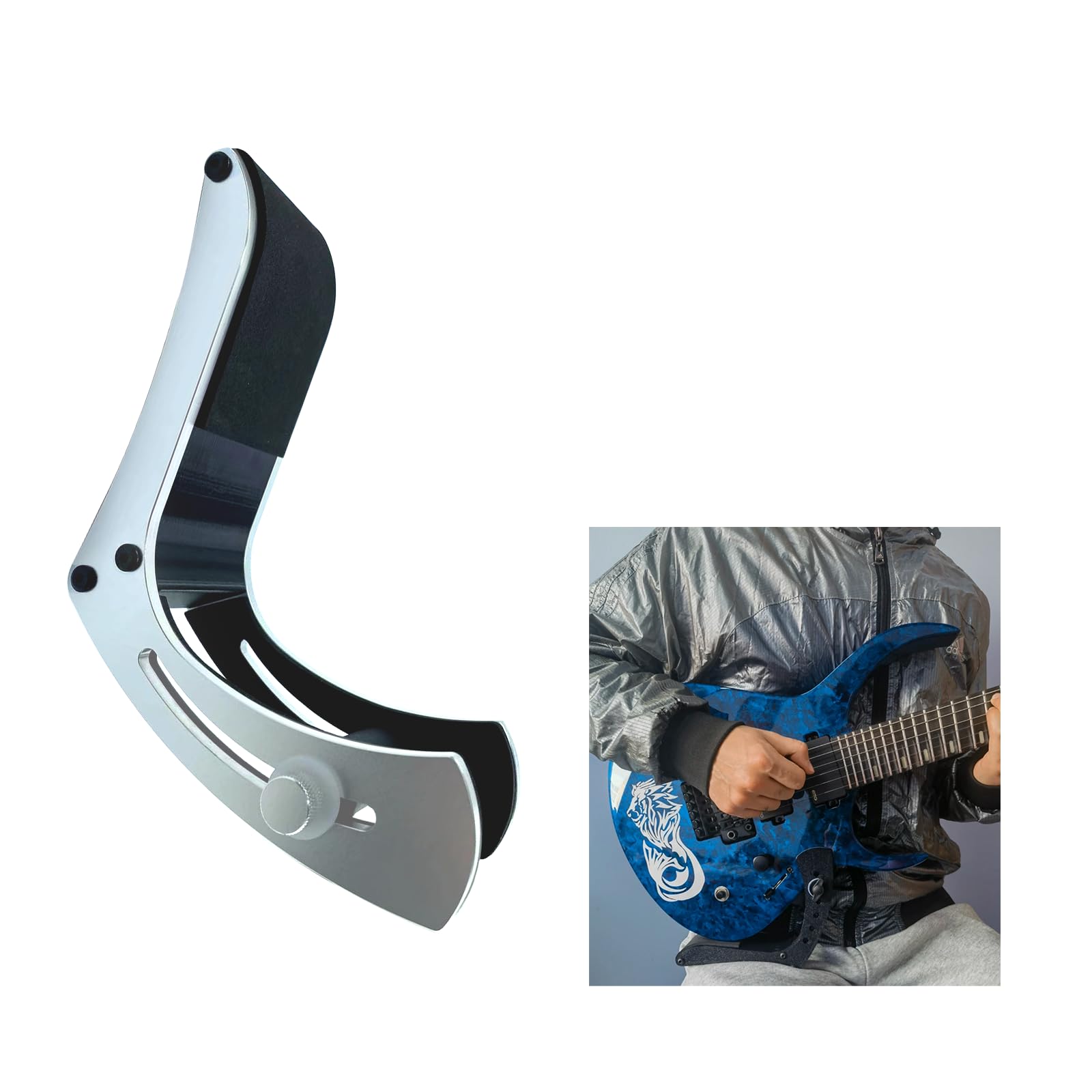 Adjustable Electric Guitar Footrest - Professional Ergonomic Guitar Stand & Leg Lifter for Guitarists (Argent) | Perfect for Live Performances & Studio Sessions