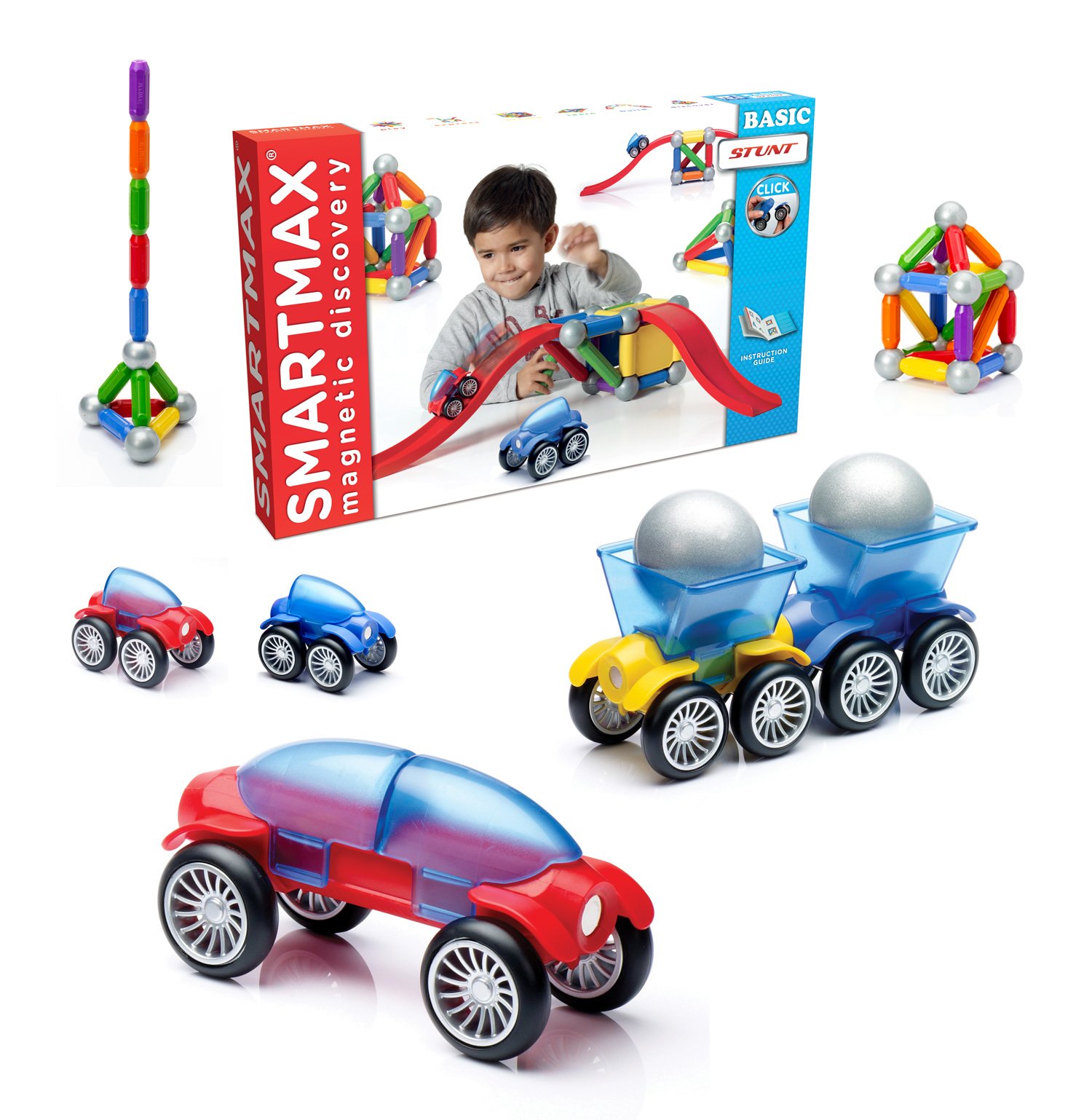SmartMax Basic Stunt Set - Magnetic Building Toys for Kids STEM Learning | Creative Construction Play for Boys & Girls Ages 3+ | Perfect for Home, Classroom & Daycare Activities
