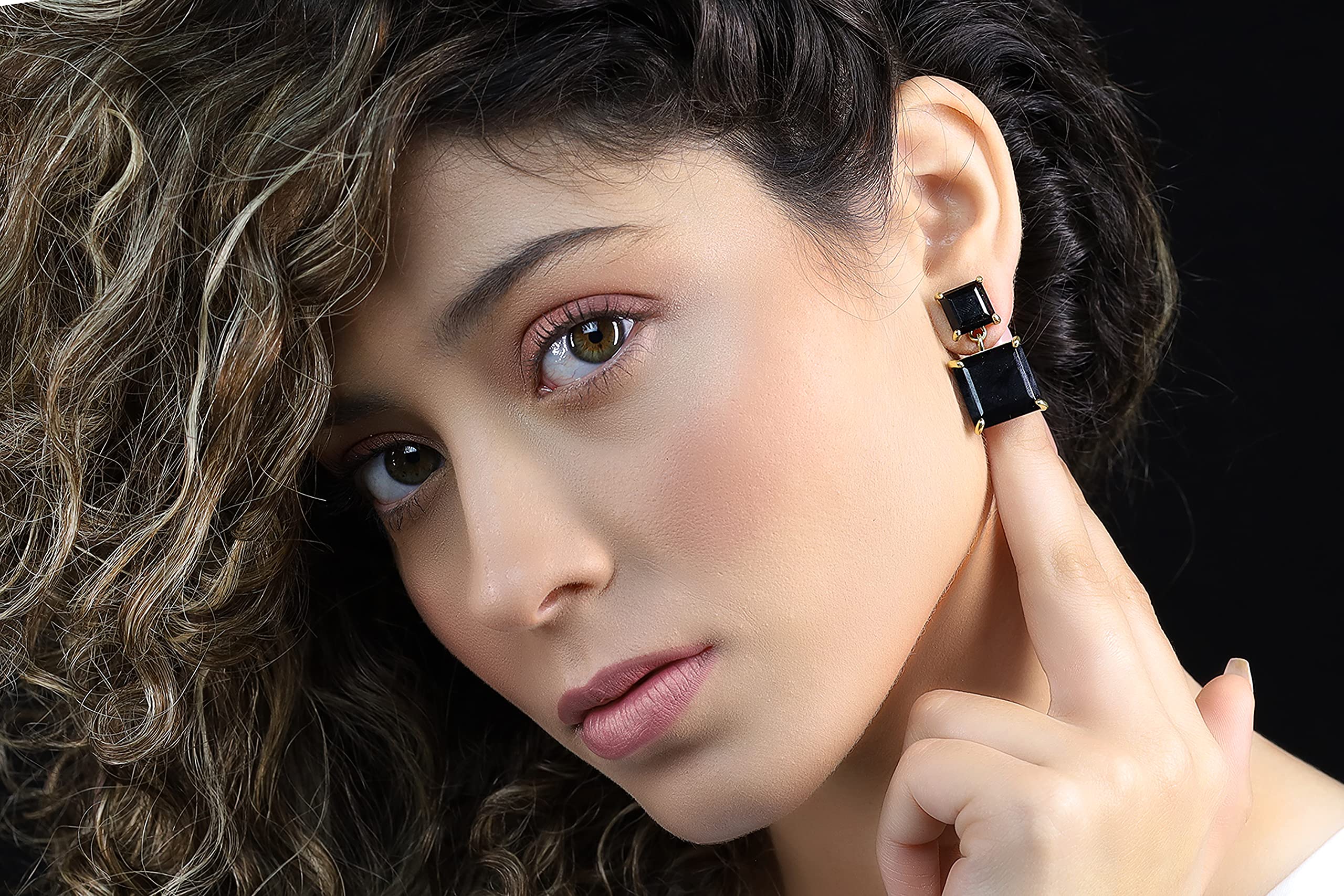 Luxury Black Onyx Gold Dangle Earrings with Multi-Gemstones | Handmade Statement Jewelry for Women | Perfect for Weddings, Parties & Special Occasions | Elegant Gift for Her