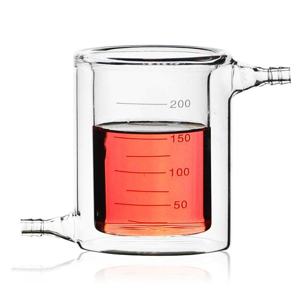 200mL Borosilicate Glass Jacketed Beaker - 3.3 Lab Grade Chemistry Glassware for Precise Heating & Cooling Experiments | Ideal for Laboratories, Schools & Scientific Research