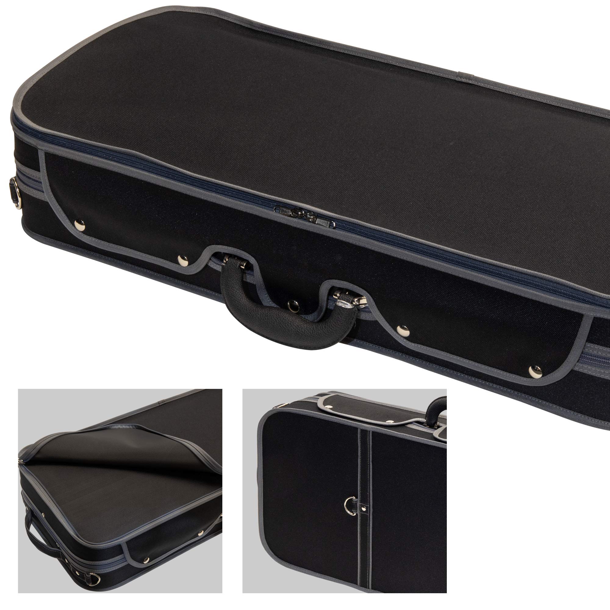 Professional Double Violin Travel Case 4/4 Full Size - Hardwood Shell with Silk Interior, Adjustable Straps for Two Violins | Perfect for Musicians, Travel & Storage | MIVI Music Premium Violin Accessories
