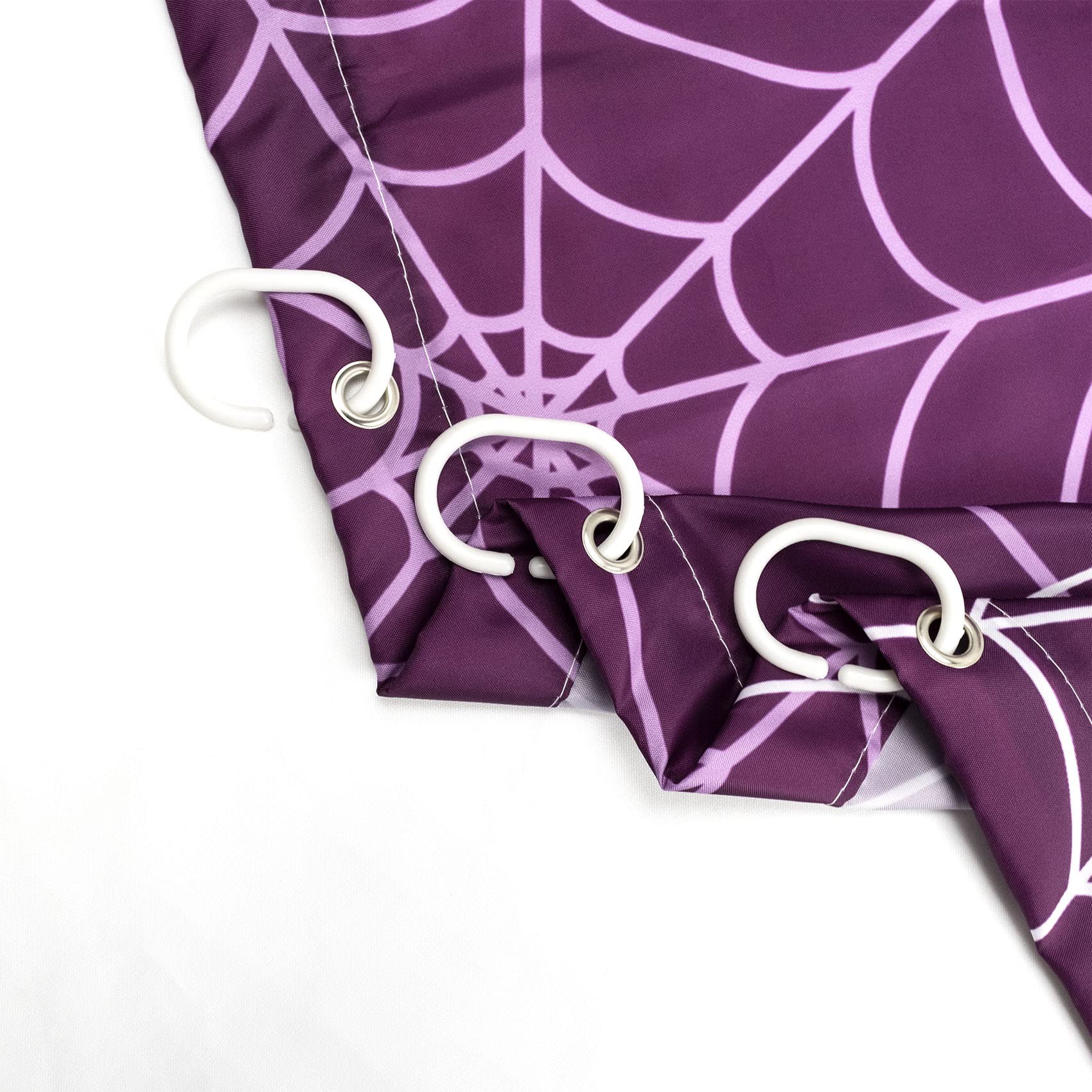 Spooky Halloween Shower Curtain with Spider Web Design - Purple Horror Bathroom Decor Set Includes 12 Hooks, 72x72 Inch Polyester Fabric - Perfect for Halloween Party Decorations, Haunted House Themes & Spooky Bathroom Makeovers