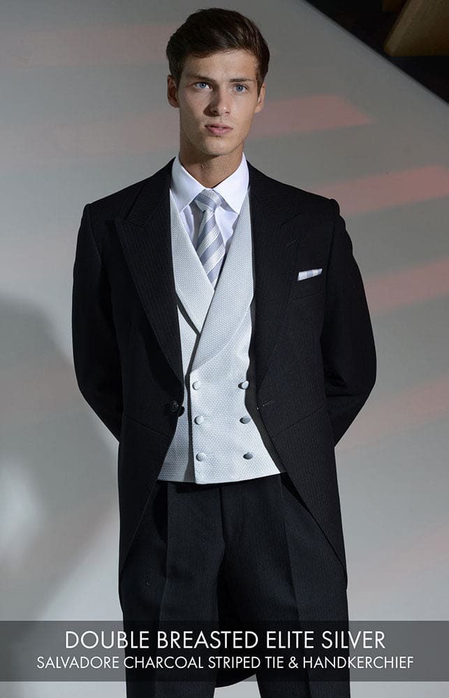 Heirloom Elite Men's Silver Double Breasted Luxury Waistcoat Vest - Formal Wedding, Business Suit & Special Occasion Outfit