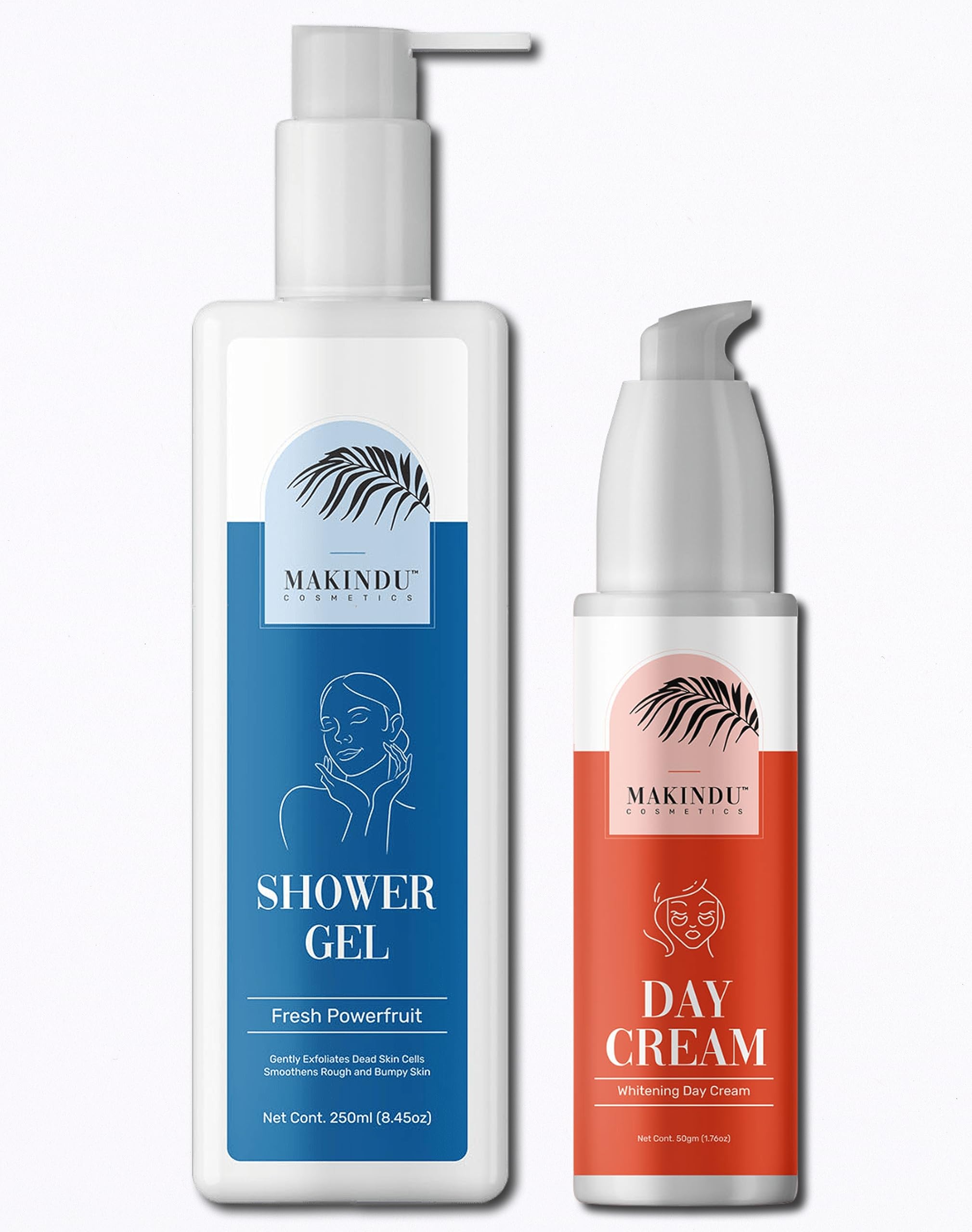 MAKINDU Cosmetics Special Combo - Fresh Power Fruit Body Wash & Shower Gel (250ml) + Perfect Radiance Whitening Day Cream (50g) | Hydrating & Brightening Skincare Set for Daily Use & Gifting