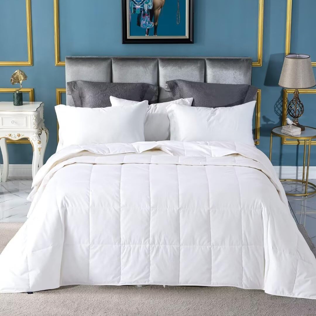 Globon Ultra Lightweight Down Blanket - King Size 106x90 Inches, 12oz Fill Weight, Noiseless & Super Soft Summer Comforter/Duvet Insert in White - Perfect for Hot Sleepers, Guest Rooms & Air Conditioning Comfort