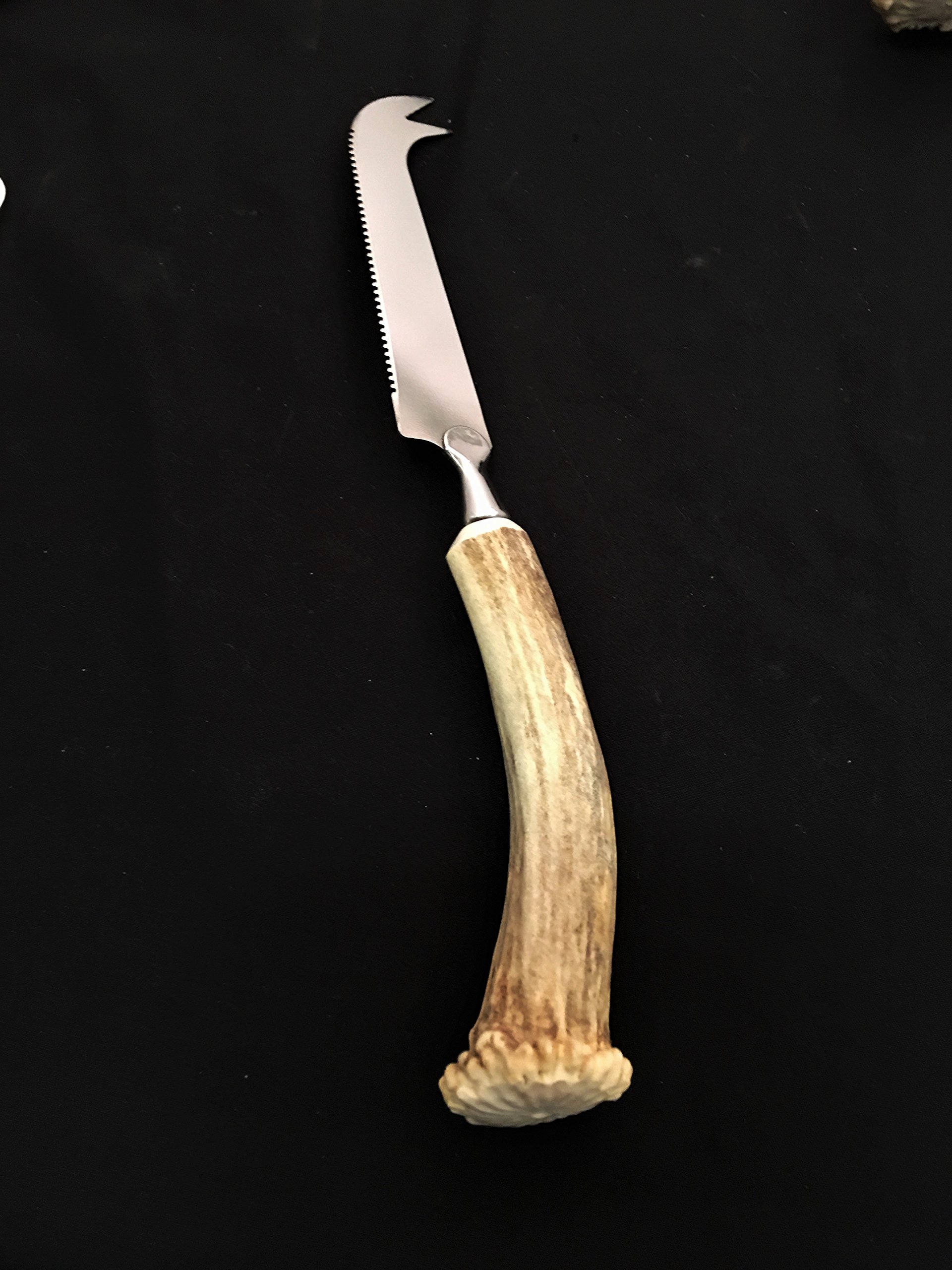 3-Piece Antler Handle Cheese Knife Set - Stainless Steel Blades for Hard Cheeses - Perfect for Charcuterie Boards, Wine Pairings & Gourmet Entertaining