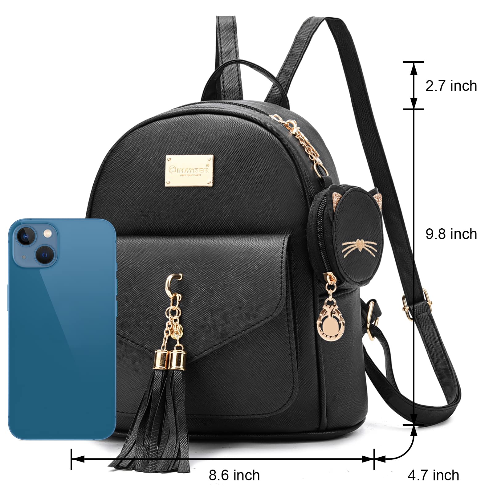 IHAYNER Girls Fashion Backpack - Mini Leather Purse Backpack for Women & Teen Girls with Coin Purse - Perfect for School, Travel & Daily Use