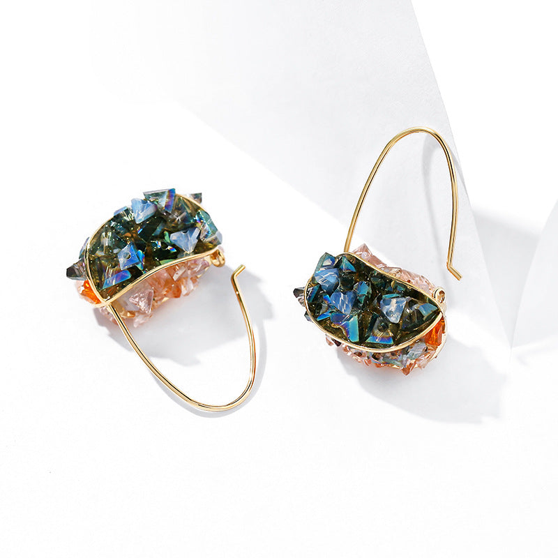 Luxury Two-Tone Crystal Hoop Wire Earrings for Women - Elegant Gold & Silver Dangle Earrings | HE11523 | Perfect for Parties, Weddings & Special Occasions