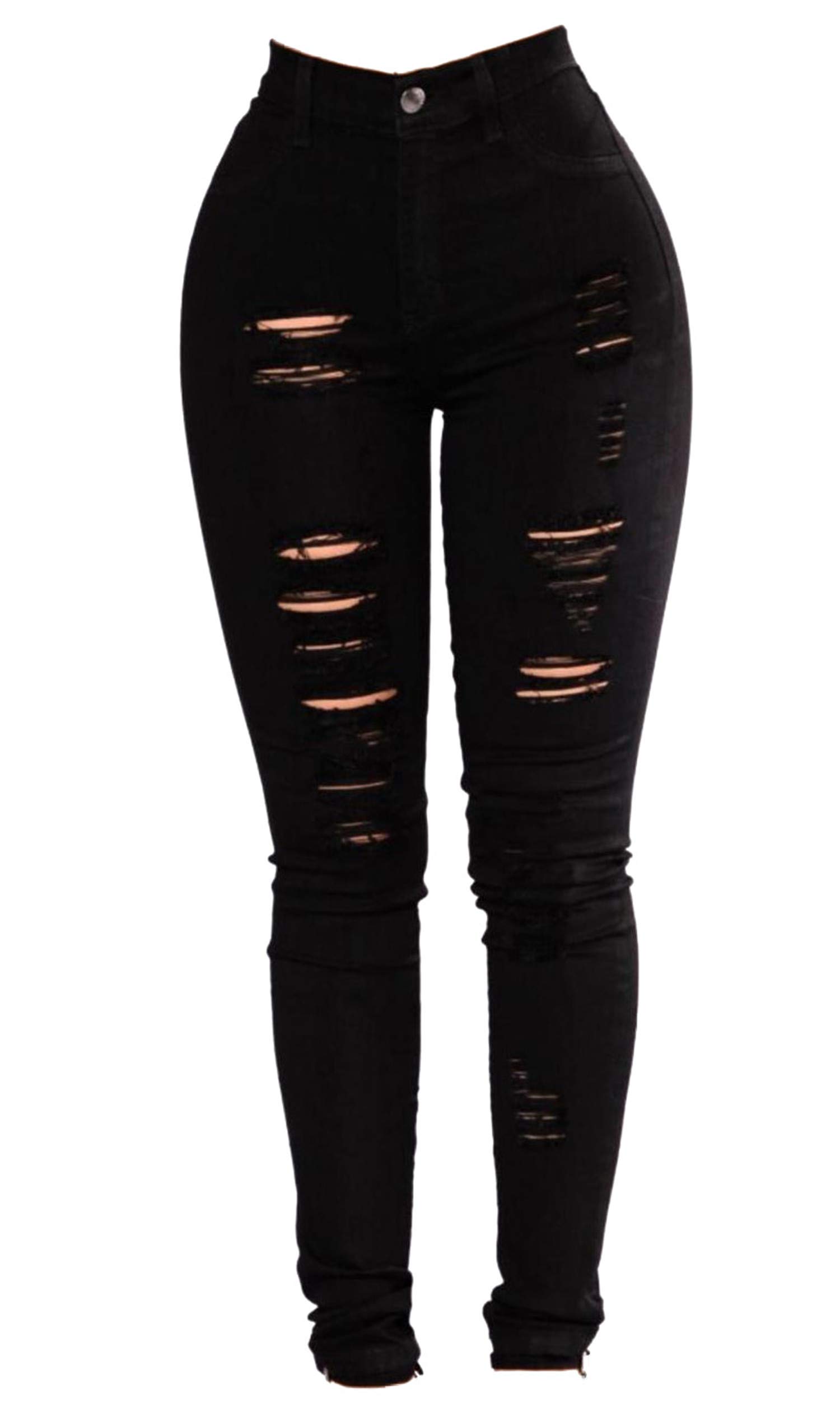 Andongnywell Stretch Skinny Jeans for Women - High Waisted Curvy Fit, Elastic Waistband, Soft Denim (Black) | Perfect for Casual Wear, Office & Night Out