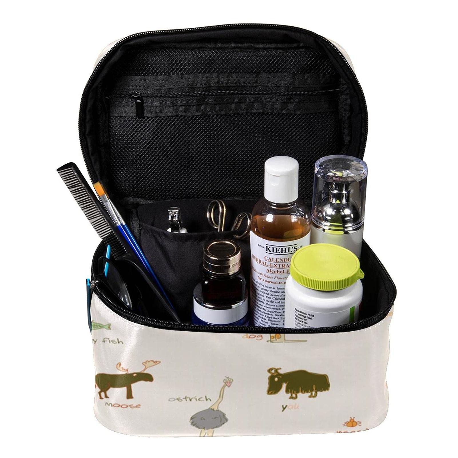 Animal Alphabet Cosmetic Bag - Large Travel Makeup Organizer for Women & Girls - Perfect for Toiletries & Travel Essentials
