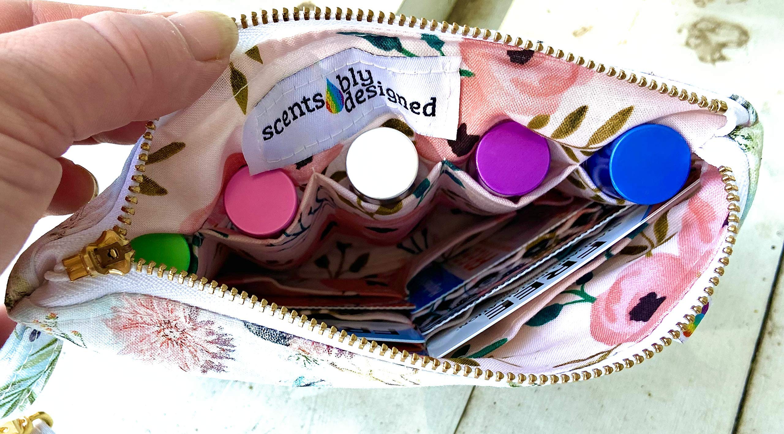 **Boho Essential Oil Bag Storage Case with Credit Card Slots & Cash Pockets - Wristlet Clutch for Roller Bottles - Perfect for Travel, Yoga & Aromatherapy**