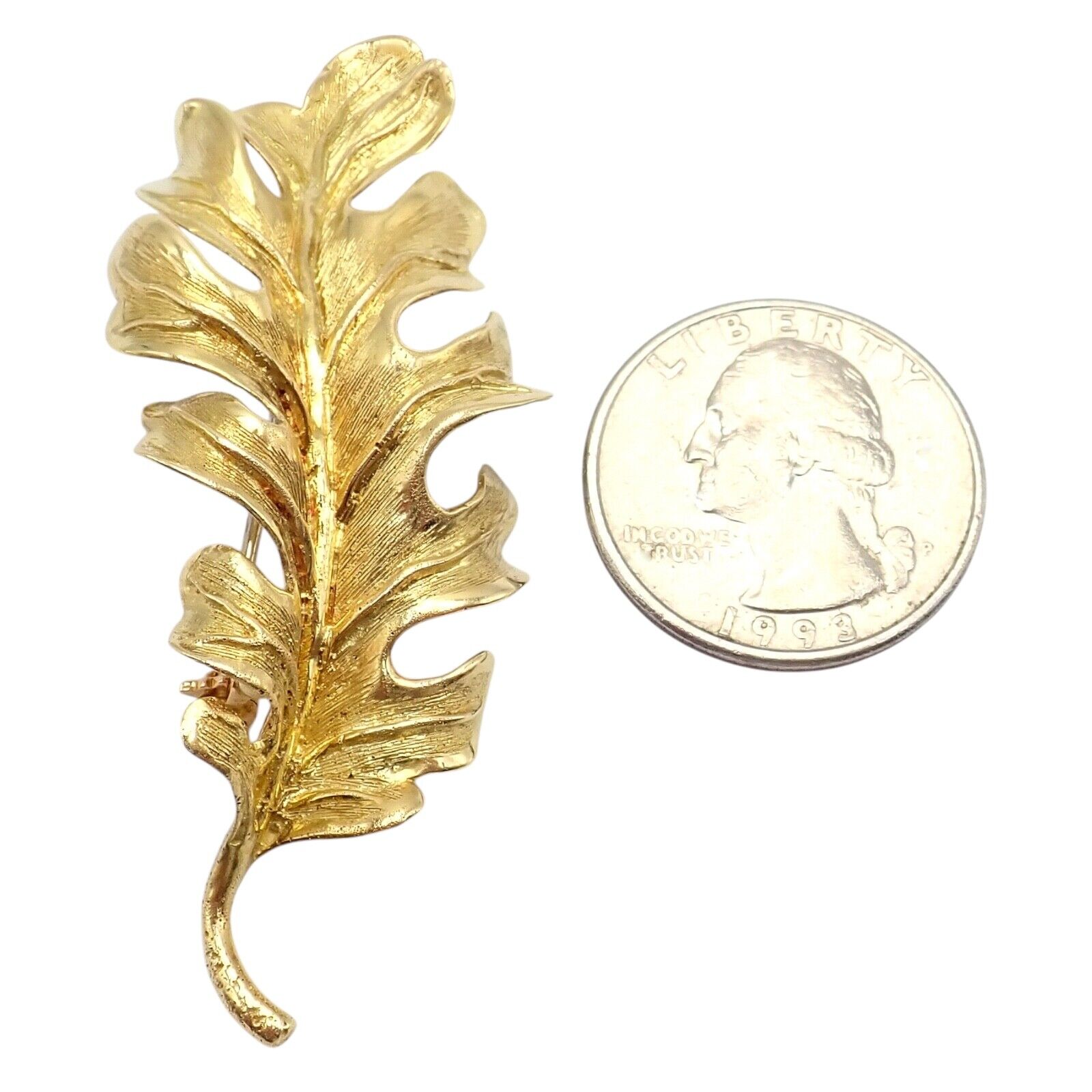 Vintage Tiffany & Co. 18k Yellow Gold Leaf Pin Brooch - Elegant Jewelry for Women, Perfect for Weddings, Parties & Special Occasions