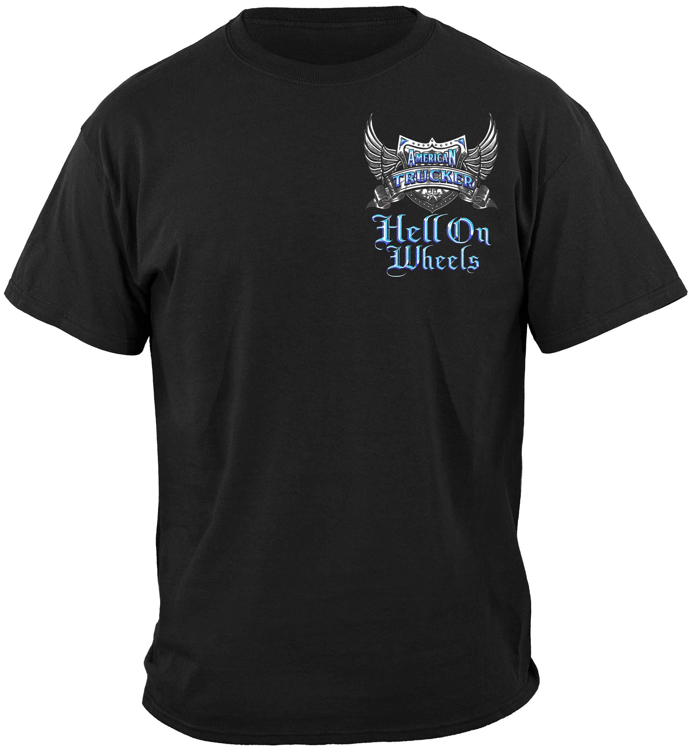 Trucker Hell On Wheels Graphic T-Shirt RN2336 - Comfortable Cotton Tee for Truck Drivers & Bikers - Perfect for Road Trips, Motorcycle Rides & Casual Wear