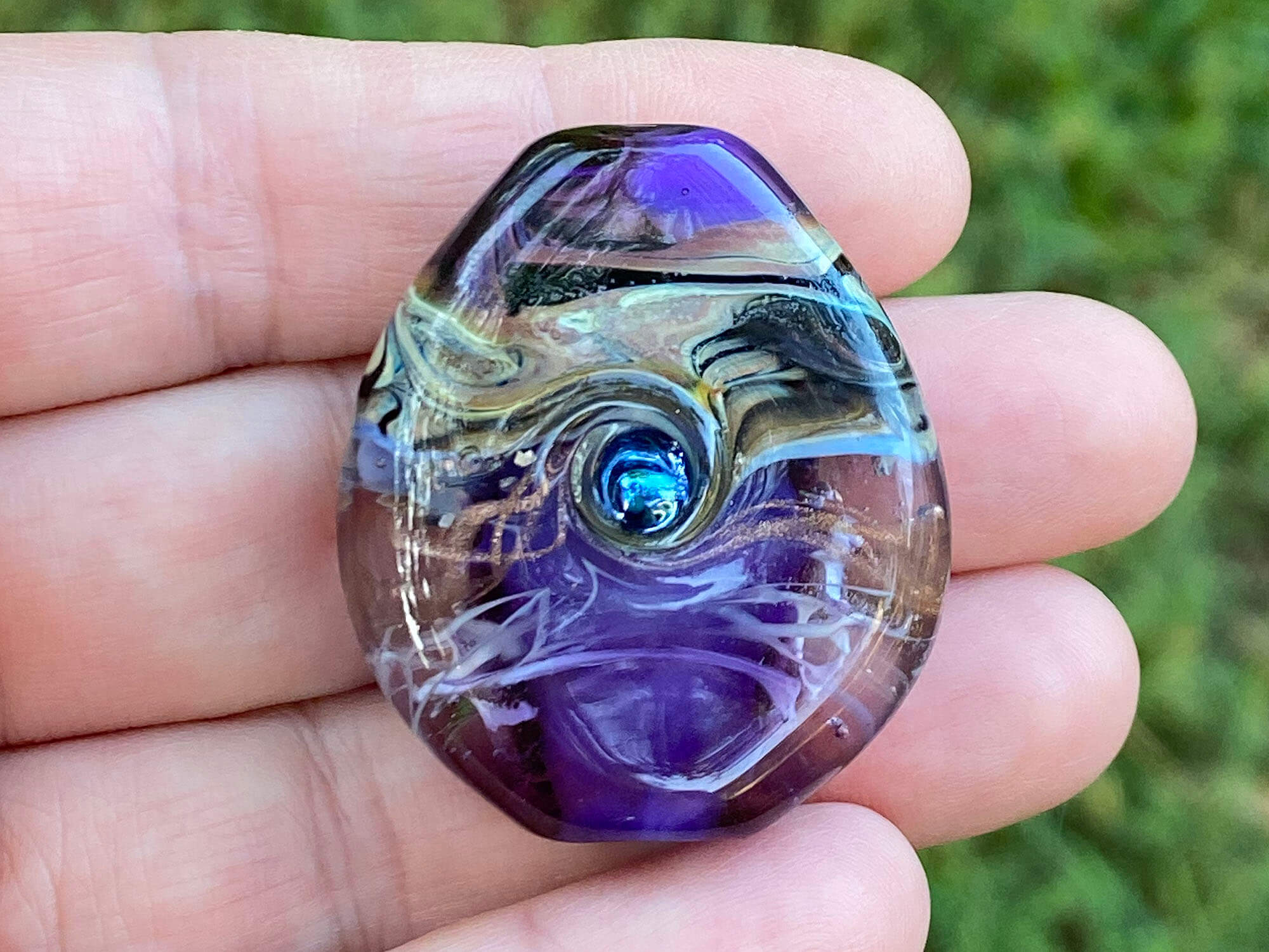 Violet Purple Organics Focal Lampwork Glass Bead for Jewelry Making - Handmade SRA Beads for Necklaces, Bracelets & DIY Crafts - Perfect for Boho, Hippie & Artistic Designs