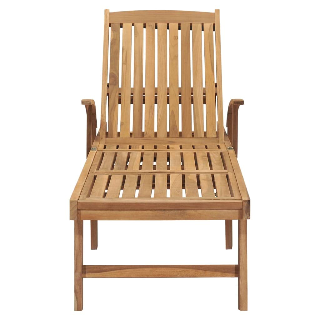 Premium Adjustable Sun Lounger with Pull-Out Table - Solid Teak Wood Outdoor Furniture Set for Patio, Poolside & Garden - Weather-Resistant Sunbed with Armrests - Perfect for Relaxing, Sunbathing & Outdoor Entertaining