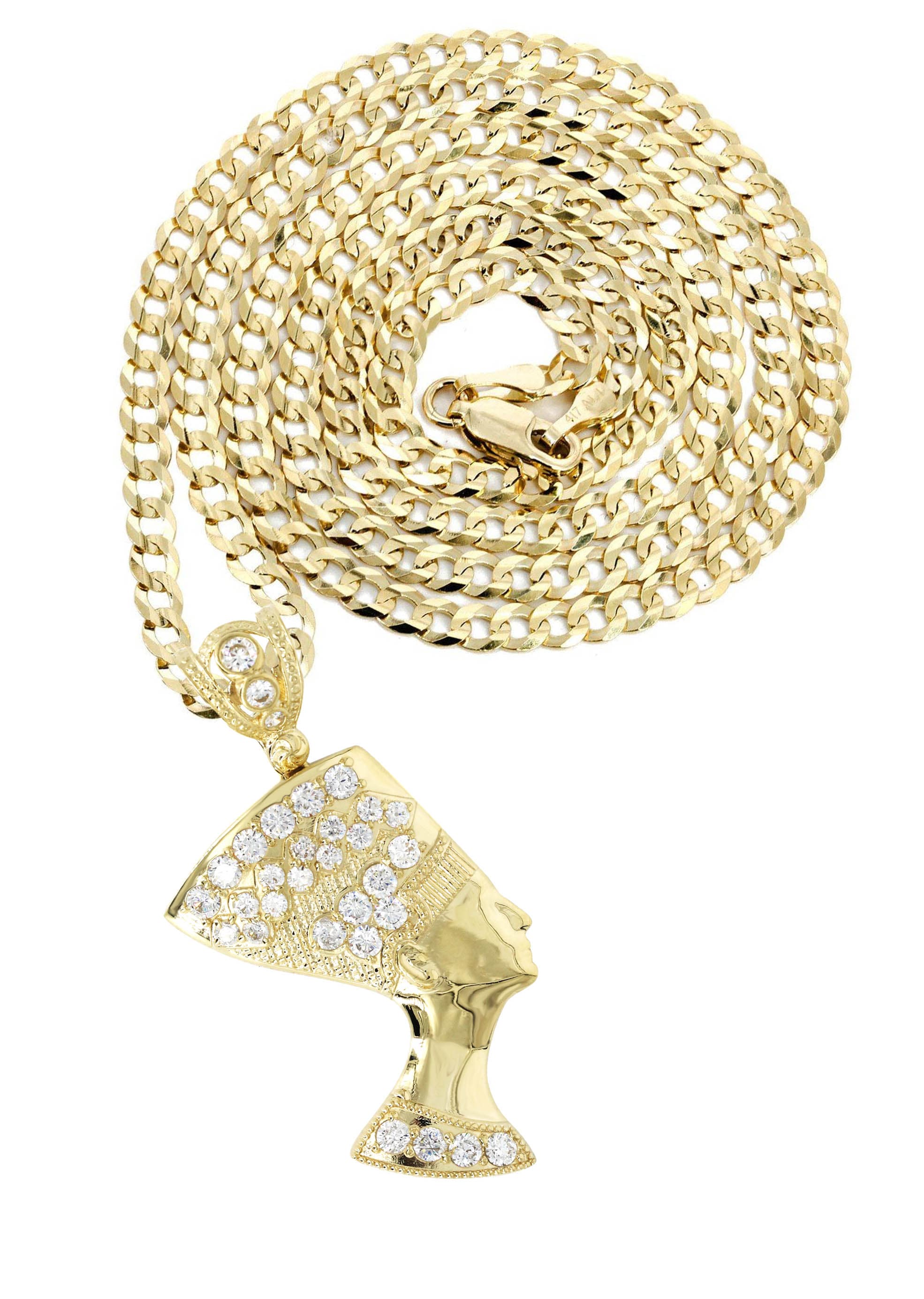 10K Yellow Gold Nefertiti Pendant Necklace - 20.7 Grams Egyptian Queen Jewelry for Women - Perfect for Gifts, Parties & Special Occasions