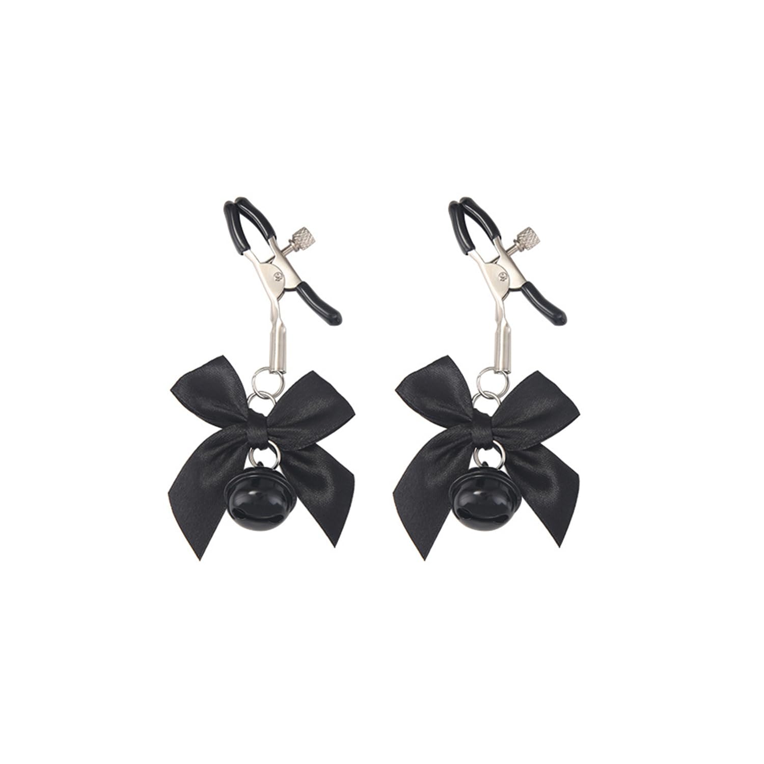 Adjustable Non-Piercing Body Jewelry Clamps - Stainless Steel Bowknot & Bells Body Rings - Faux Body Jewelry for Belly, Nipple, Ear & Costume Accessories
